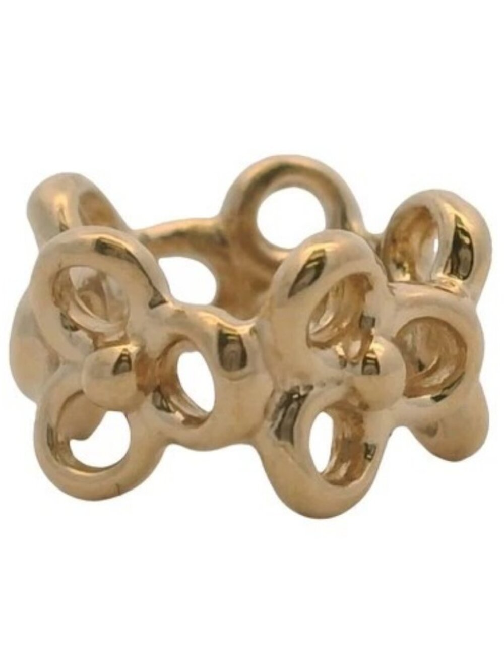 Pandora Retired 14kt Yellow Gold Trinity Flower Floral Spacer Bracelet Charm